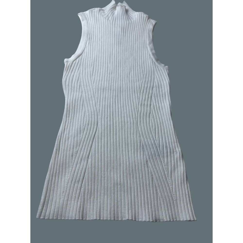Madewell Tank Sweater White Knit Ribbed Sleeveless Mock Neck Sleeveless Top XXS - Picture 12 of 13